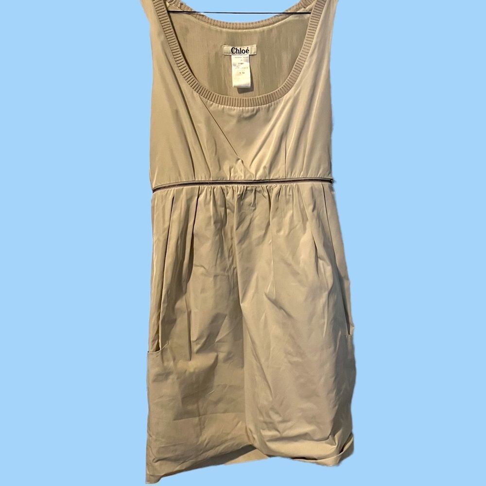 Chloé | Vintage 2000’s A-Line Silk Beige Dress | Size 6